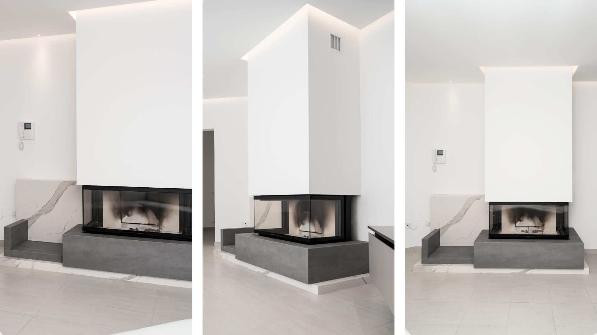 Il camino di design: scegli il tuo rivestimento in grès porcellanato